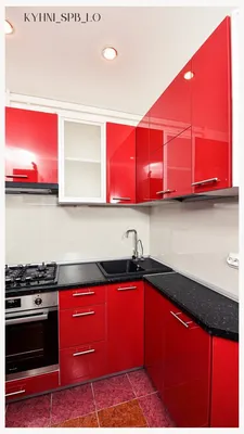 Встроенная угловая кухня в светло красном цвете - Кухни на заказ по  индивидуальным размерам в Москве