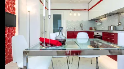 Заказать современную кухню красный глянец - реализуемый проект 5