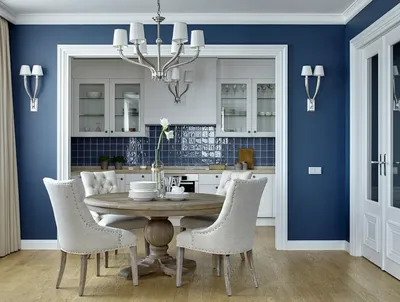 Дизайн кухни в синих тонах - 70 фото
