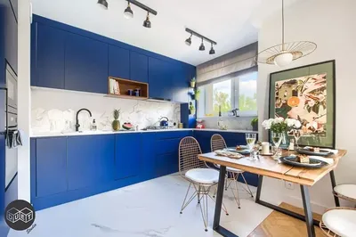 Синий фартук на кухне: 20 примеров | myDecor