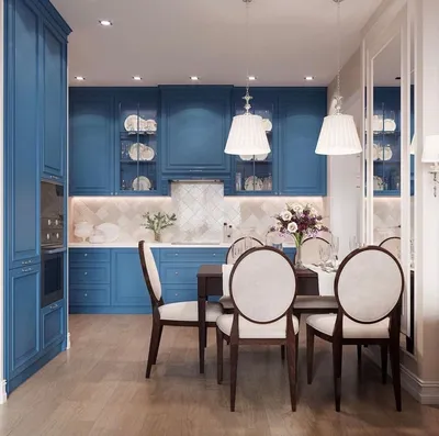 Синяя кухня — 17 фото идей дизайна интерьера