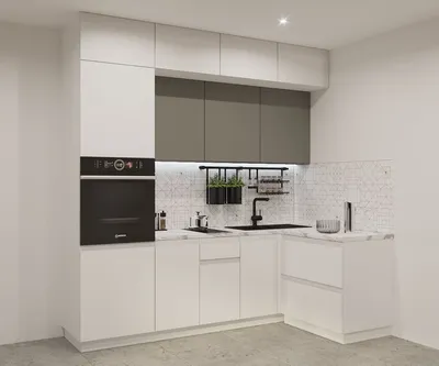 Гарнитур для кухни до потолка \"Смарт арт.7\" из черно-белого пластика |  Дешевая Мебель™