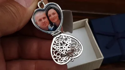 Золотой открывающийся кулон/медальон сердце с фотографией внутри (52537) –  купить в Gravira.ru