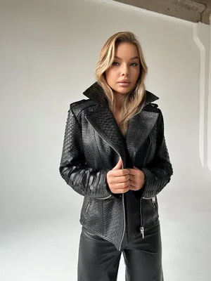 Куртка из натуральной кожи питона - черная купить c доставкой в Москве |  CITY FURS