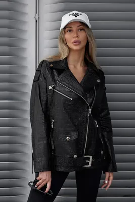 Купить Кожаную куртку - косуха под рептилию в интернет магазине | Артикул:  AL-020-65-CH