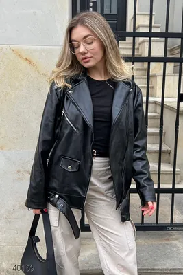 Фасон | Куртка косуха женская, размер 42-44, 46-48 , цвет чорний