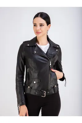 Куртка-косуха из натуральной кожи женская MONDIAL (B-1920/SIYAH, черный) из  натуральной кожи по выгодной цене от интернет-магазина Mondialshop.ru