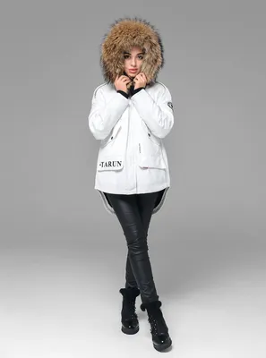 Утепленная куртка с отделкой мехом енота мужская модель цвет Белый  21AW9710M - купить по цене 17 000 ₽ в Омске | МЕХАPLAZA