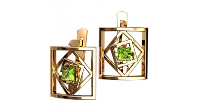 Золотые квадратные серьги с квдратными зелеными фианитами 4584 : купить в  Киеве. Цена в интернет-магазине SkyGold