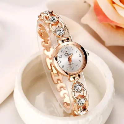 Женские наручные кварцевые часы с браслетом, украшенным кристаллами –  лучшие товары в онлайн-магазине Джум Гик