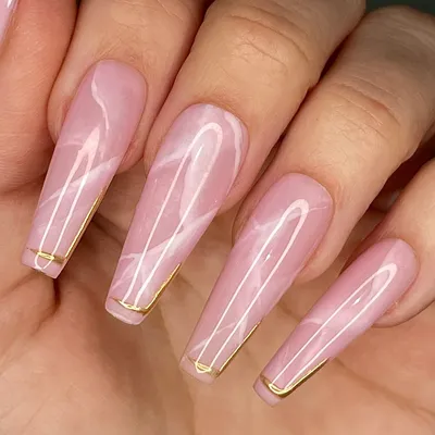 Medium Coffin White Quartz Nails | The Nailest