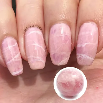 Rose quartz marble gemstone nails nail art | Pretty nails, Simple nails,  Rose quartz nails