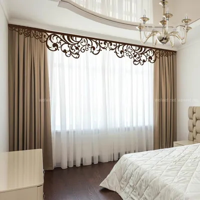 Жесткий ажурный ламбрекен в спальню в стиле модерн