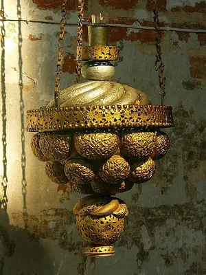 Лампада напрестольна латунна позолочена з вставками