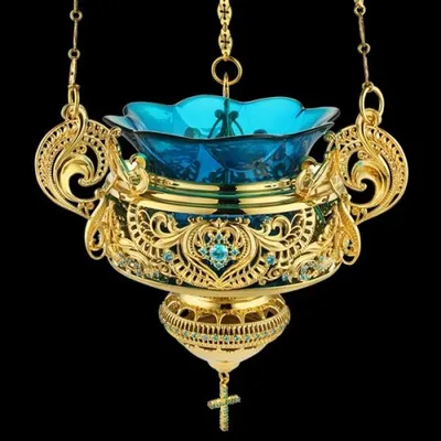 Лампада напрестольная №4 золочение, цвет синий - купить в православном  интернет-магазине Ладья