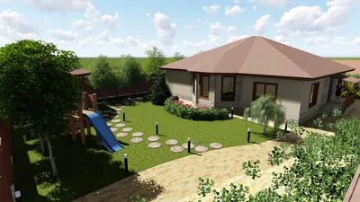 Дизайн двора частного дома | Outdoor gardens design, Front garden  landscape, Backyard landscaping designs