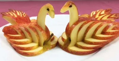 Как сделать лебедя из яблока 🚩 пошаговое приготовление блюда, настоящий  рецепт, фото 🚩 Сервировка