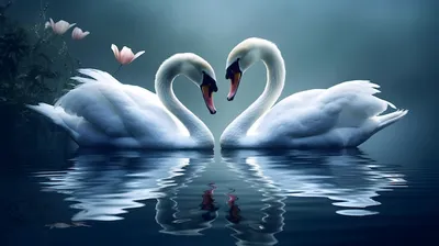 Обои: лебеди делают сердечко | Премиум Фото