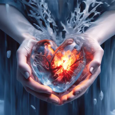 Ледяное сердце в руках, тает, капли…» — создано в Шедевруме