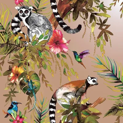 Holden Décor Lemur Exotic Animal Jungle Flowers Leaf Metallic Wallpaper  12404 | eBay
