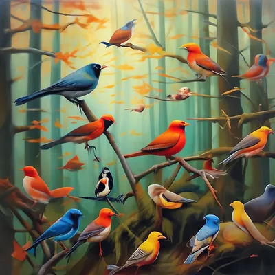 Фотообои Лесные птицы на стену. Купить фотообои Лесные птицы в  интернет-магазине WallArt