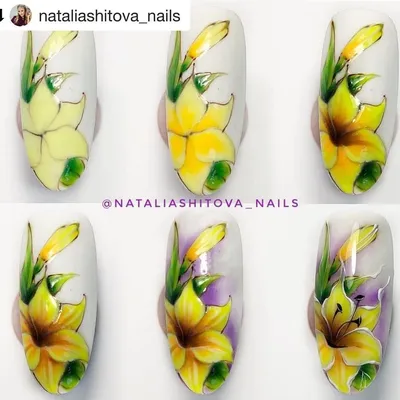 Всем, продуктивной пятницы💃 А у нас день цветов🌻 Repost  @nataliashitova_nails with @get_repost ・・・ Солнечно желтая лилия🌼⠀ #мкшит…  | Móng tay, Hoa cúc, Móng chân