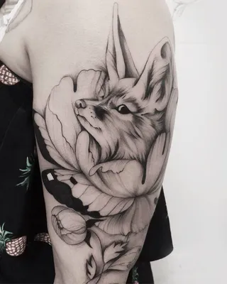 Daritattoo Татуировки переводные черные для взрослых тату лиса, фенек