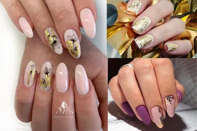 LAK_NAILS Слайдеры наклейки для ногтей листья зеленый с золотом