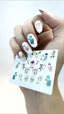 24 шт./коркор. Длинные накладные ногти балерины силуэт лица абстрактный  дизайн искусственные накладные ногти балерины с клеевым прессом для ногтей  | AliExpress