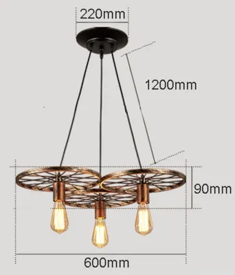 Деревянная люстра в виде колеса телеги 586-723-03 Velante купить в интернет  магазине