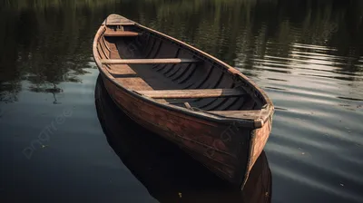 Пустая деревянная лодка на воде, 4к…» — создано в Шедевруме