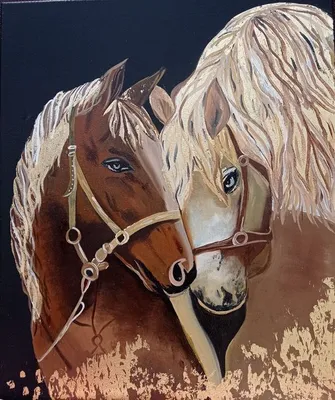Картина маслом Лошади картина с лошадьми любовь пара лошадей кони купить в  интернет-магазине Ярмарка Мастеров по цене 17000 ₽ – 4IZ17BY | Картины,  Череповец - доставка по России