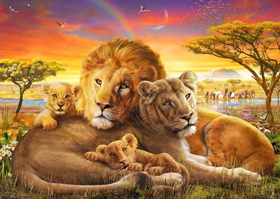 Картина лев и львица | Купить подарок, сувенир из янтаря на сайте Yantar.ua