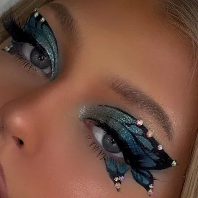 Макияж бабочка | Blue makeup, Blue makeup looks, Blue eyeshadow looks