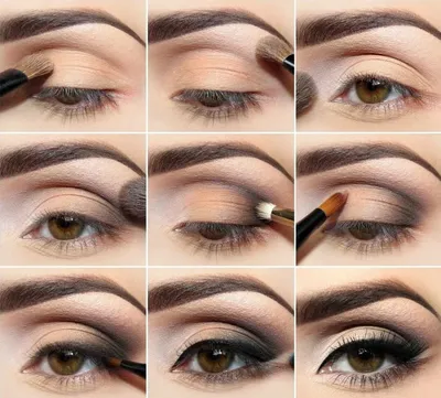 6 этапов нанесения макияжа глаз | Макияж для светло-карих глаз, Макияж для карих  глаз, Макияж для круглых глаз