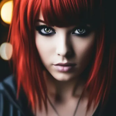 Эмо девушка с челкой, темный макияж…» — создано в Шедевруме