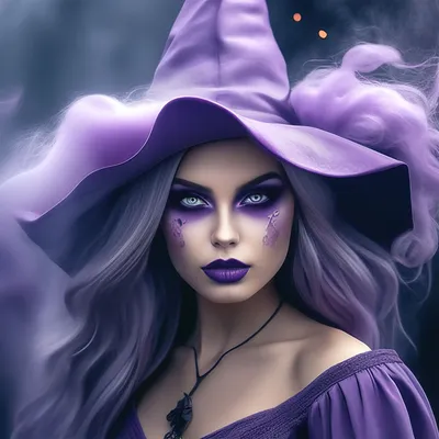 Макияж на Хеллоуин в фиолетовых и …» — создано в Шедевруме