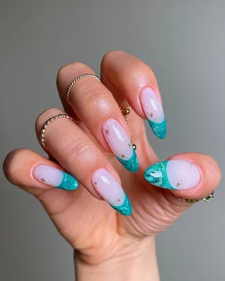 Turquoise Stone Nails | Малахитовый (бирюзовый) Водный Маникюр в домашних  условиях - YouTube