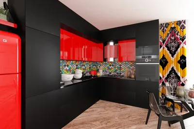 Маленькая черно красная кухня фото фото