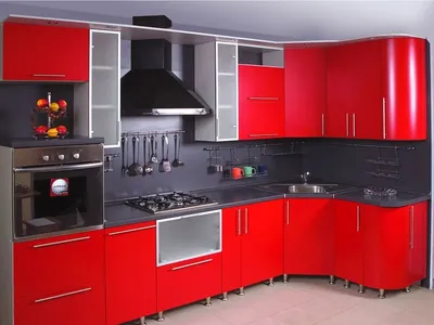 Маленькая красная кухня: фото. Компания \"Колорит Мебель\" в Одессе | wowMEBLI