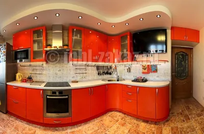 Маленькая красная кухня: фото. Компания \"Колорит Мебель\" в Одессе | wowMEBLI