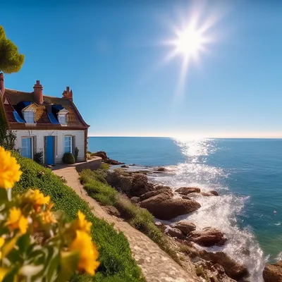 Маленький домик у моря, Франция, …» — создано в Шедевруме