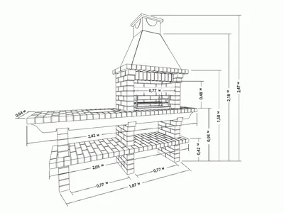 Мангал из кирпича для ресторана