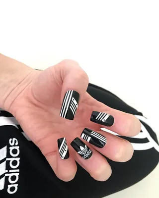 How To Put Adidas Nail Sticker For Fake Nails | Easy Design - YouTube