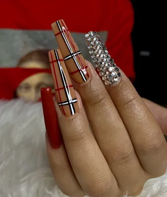 Burberry nails for fall! #rednails #fallnails #burberrynails #mattenai... |  TikTok