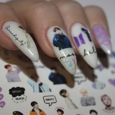 BTS Love Yourself press on nails #pastelnails #btsnailart #btsnails #b... |  TikTok