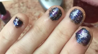 Simply Nailogical: Dark galaxy nails using ultra-chrome flakies