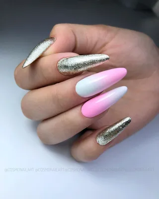 Catherine - Milky nails - градиент блестками с молочным гелем