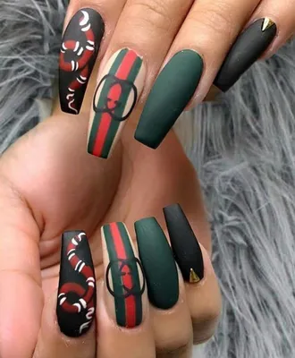 Gucci nails | Gucci nails, Coffin shape nails, Luxury nails