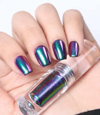 PrettyDiva Chameleon Chrome Nail Powder - Indigo Color Shifting Nail Powder  with Multi Chrome Powders Mirror Nail Pigment, Magic Chameleon Mica Powder  for Nails - Royalty